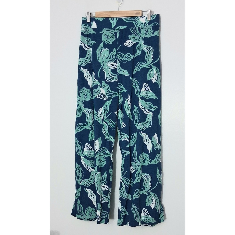 Denim & Co. Beach Women's Size 3XP Petite Blue Printed Knit Gauze Full Leg NEW